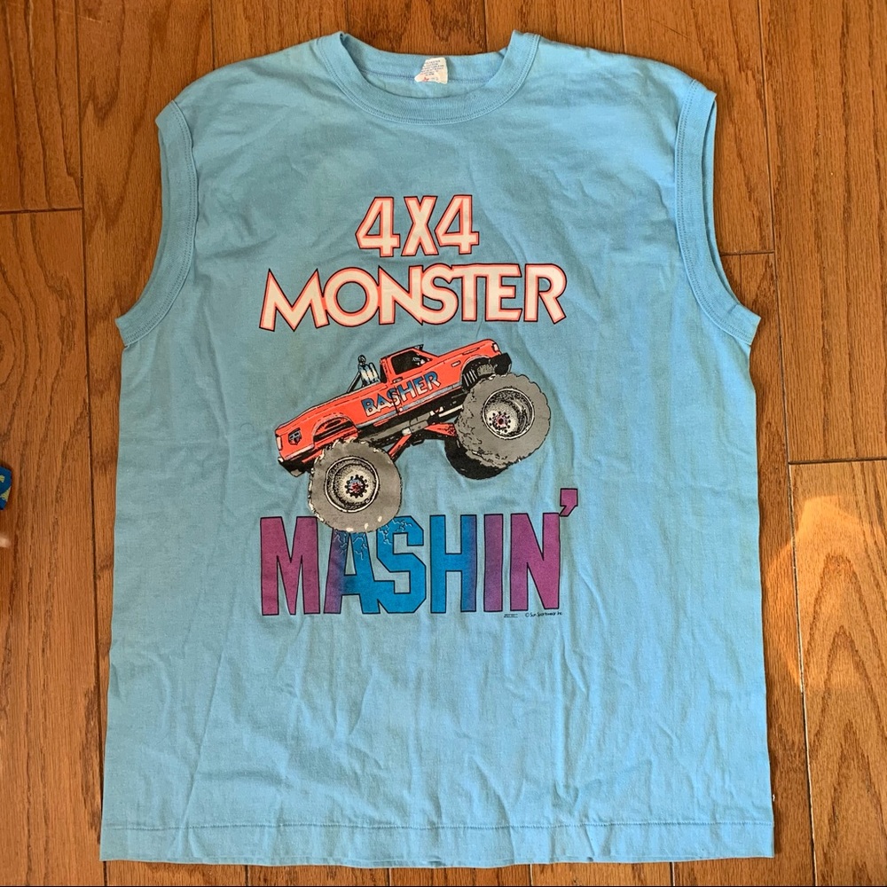 Vintage 4X4 Monster Truck Mashin'  Sleeveless Muscle T Shirt
